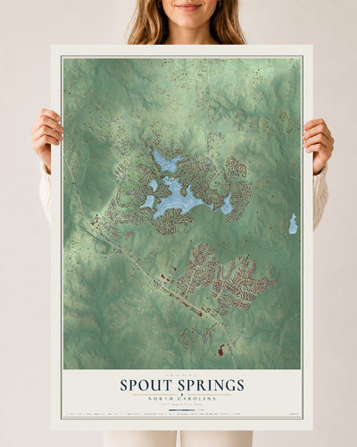 Map of Spout Springs, North Carolina, 24 x 36 inch unframed archival matte print
