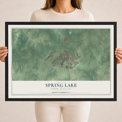 Map of Spring Lake, North Carolina, 18 x 24 inch print in a black wood frame