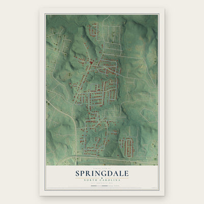Springdale, North Carolina map print, the full design