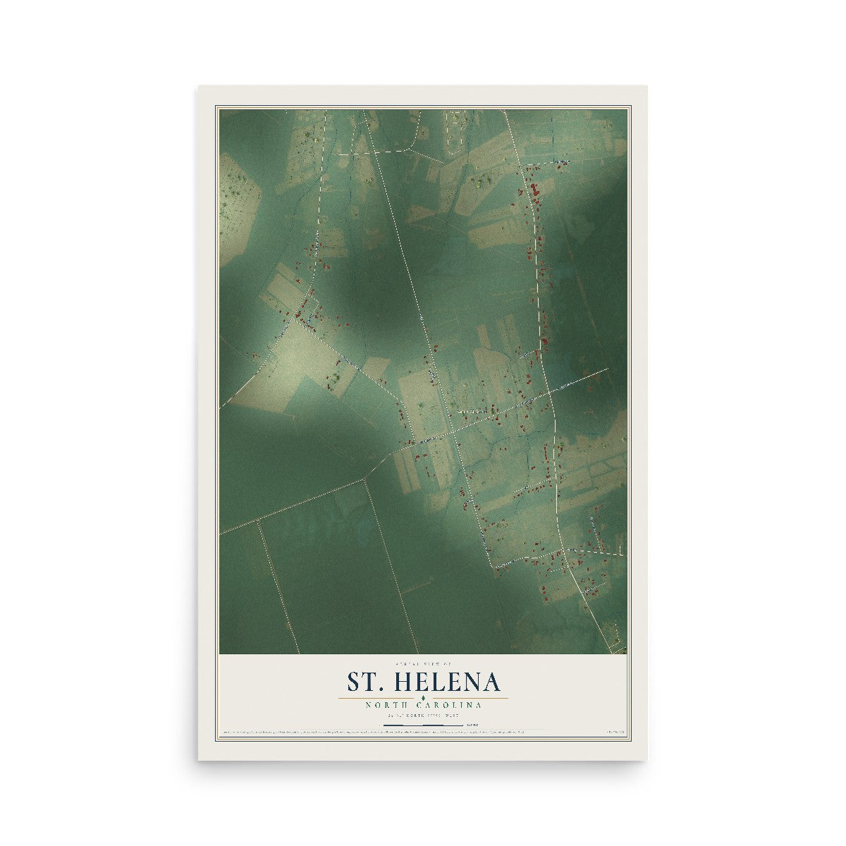 Map of St. Helena, North Carolina, 12 x 18 inch unframed archival matte print