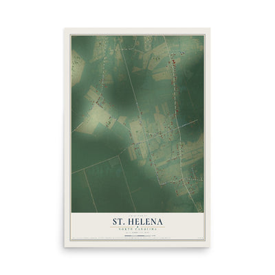 Map of St. Helena, North Carolina, 12 x 18 inch unframed archival matte print