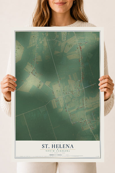 Map of St. Helena, North Carolina, 18 x 24 inch unframed archival matte print