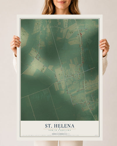 Map of St. Helena, North Carolina, 24 x 36 inch unframed archival matte print