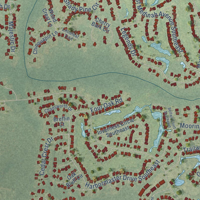 Second close-up of the map of St. James, North Carolina print showing more streets and buildings