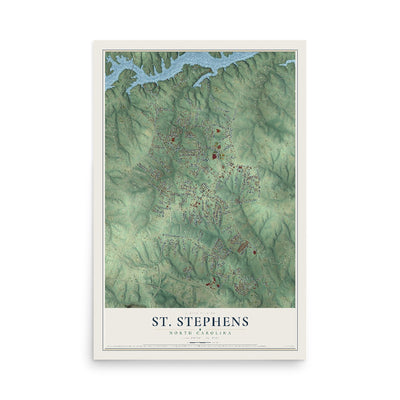 Map of St. Stephens, North Carolina, 12 x 18 inch unframed archival matte print