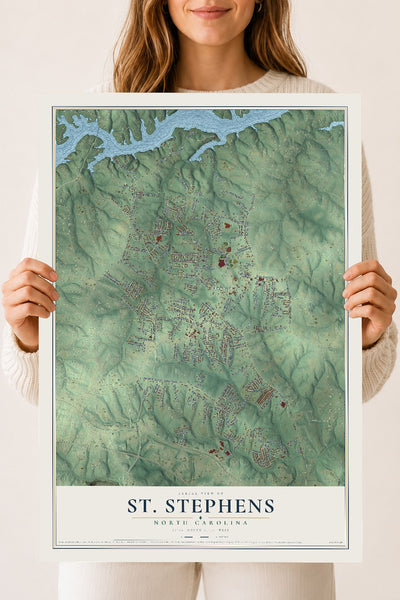 Map of St. Stephens, North Carolina, 18 x 24 inch unframed archival matte print