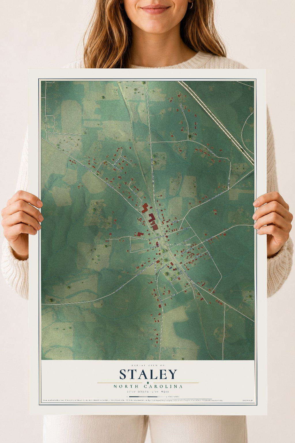Map of Staley, North Carolina, 18 x 24 inch unframed archival matte print