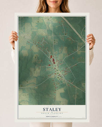 Map of Staley, North Carolina, 24 x 36 inch unframed archival matte print