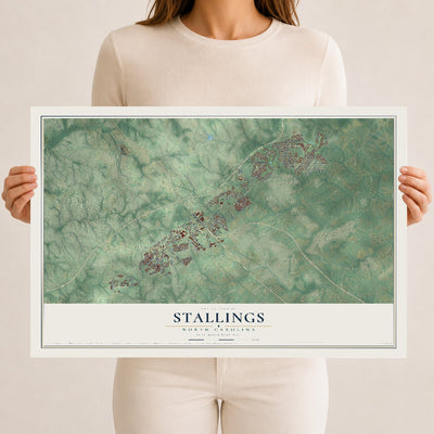 Map of Stallings, North Carolina, 12 x 18 inch unframed archival matte print