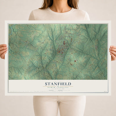 Map of Stanfield, North Carolina, 18 x 24 inch unframed archival matte print