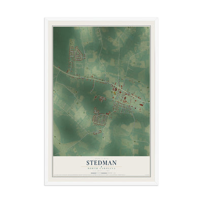 Map of Stedman, North Carolina, 12 x 18 inch print in a white wood frame