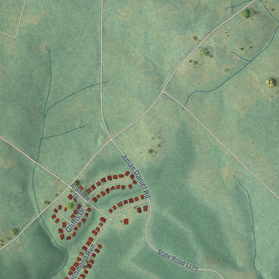 Second close-up of the map of Stem, North Carolina print showing more streets and buildings