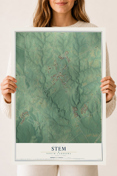 Map of Stem, North Carolina, 18 x 24 inch unframed archival matte print
