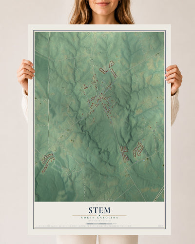 Map of Stem, North Carolina, 24 x 36 inch unframed archival matte print