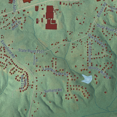 Second close-up of the map of Stokesdale, North Carolina print showing more streets and buildings