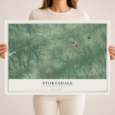 Map of Stokesdale, North Carolina, 18 x 24 inch unframed archival matte print