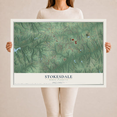 Map of Stokesdale, North Carolina, 24 x 36 inch unframed archival matte print