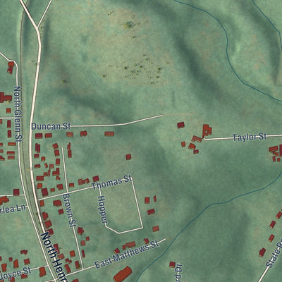 Second close-up of the map of Stoneville, North Carolina print showing more streets and buildings
