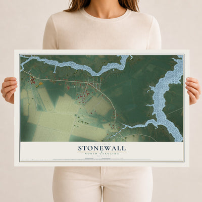 Map of Stonewall, North Carolina, 12 x 18 inch unframed archival matte print