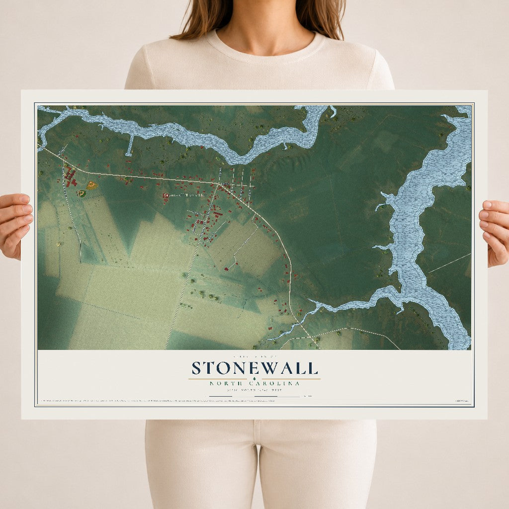 Map of Stonewall, North Carolina, 18 x 24 inch unframed archival matte print