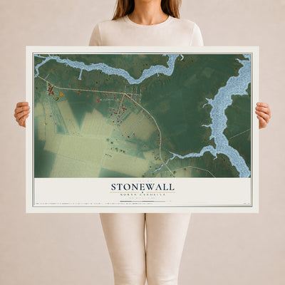 Map of Stonewall, North Carolina, 24 x 36 inch unframed archival matte print