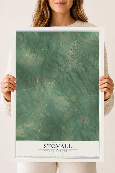Map of Stovall, North Carolina, 18 x 24 inch unframed archival matte print