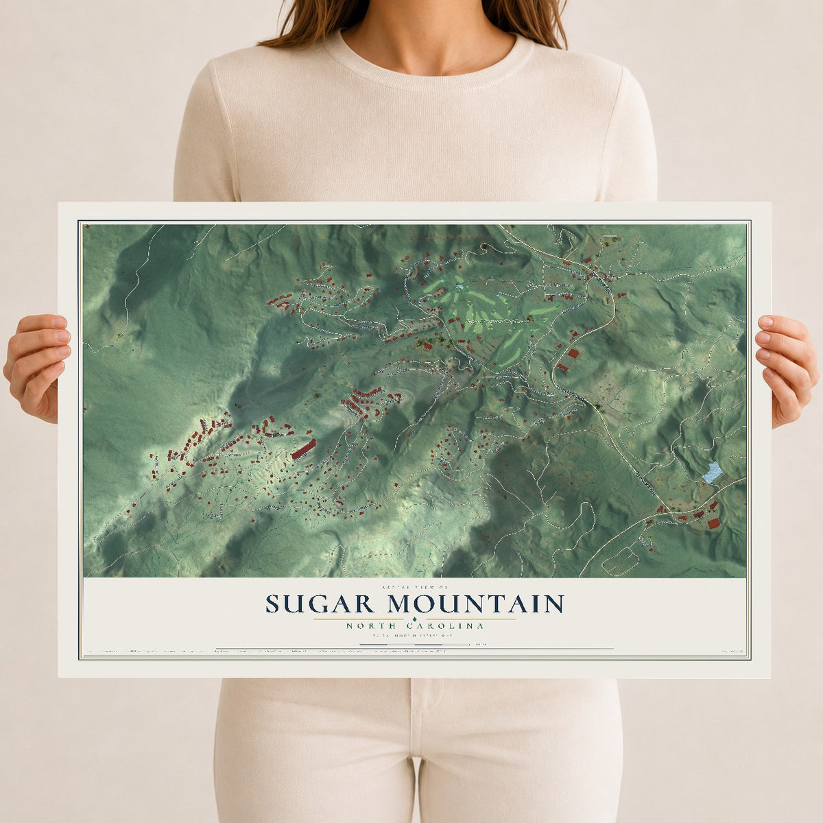 Map of Sugar Mountain, North Carolina, 12 x 18 inch unframed archival matte print