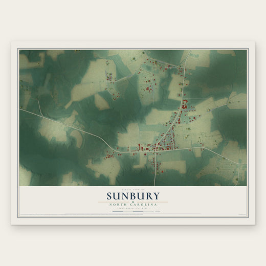 Sunbury, North Carolina map print, the full design