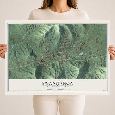 Map of Swannanoa, North Carolina, 18 x 24 inch unframed archival matte print