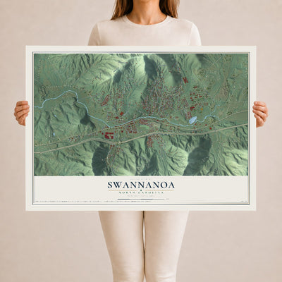 Map of Swannanoa, North Carolina, 24 x 36 inch unframed archival matte print