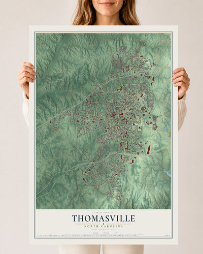 Map of Thomasville, North Carolina, 24 x 36 inch unframed archival matte print