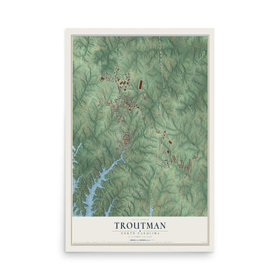 Map of Troutman, North Carolina, 12 x 18 inch unframed archival matte print
