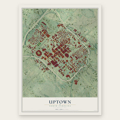 Uptown, North Carolina map print, the full design
