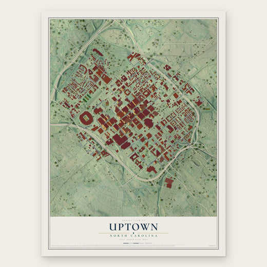 Uptown, North Carolina map print, the full design