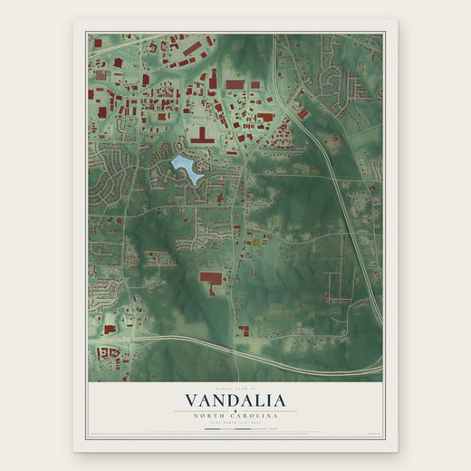 Vandalia, North Carolina map print, the full design