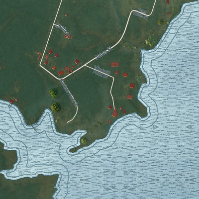 Second close-up of the map of Vandemere, North Carolina print showing more streets and buildings