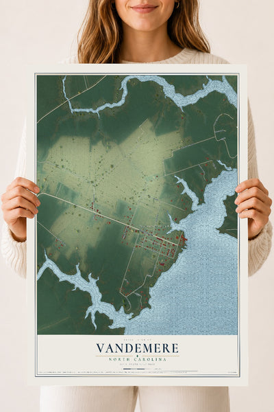 Map of Vandemere, North Carolina, 18 x 24 inch unframed archival matte print