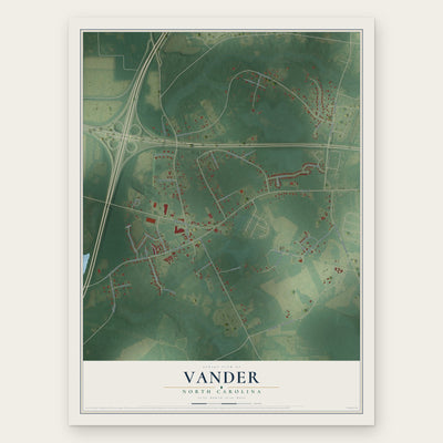 Vander, North Carolina map print, the full design