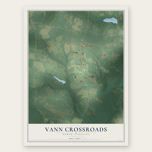 Vann Crossroads, North Carolina map print, the full design