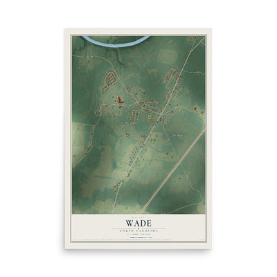 Map of Wade, North Carolina, 12 x 18 inch unframed archival matte print