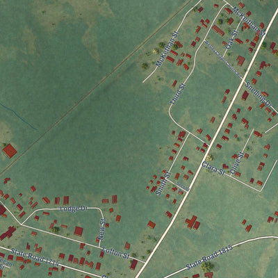 Close-up of the map of Wade, North Carolina print showing street and building detail