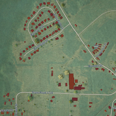 Second close-up of the map of Wade, North Carolina print showing more streets and buildings