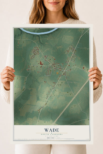 Map of Wade, North Carolina, 18 x 24 inch unframed archival matte print