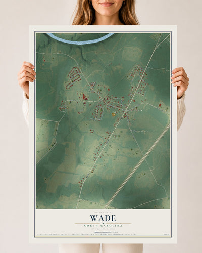 Map of Wade, North Carolina, 24 x 36 inch unframed archival matte print
