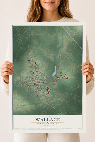 Map of Wallace, North Carolina, 18 x 24 inch unframed archival matte print