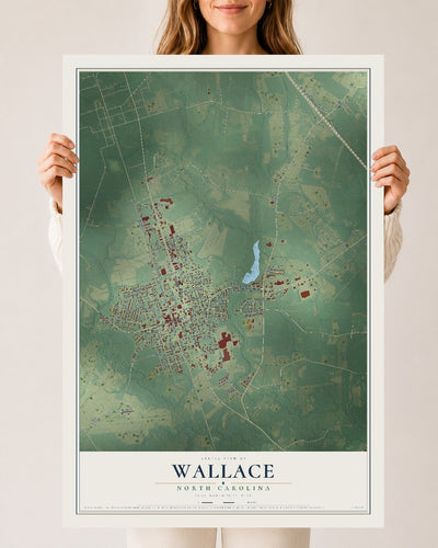 Map of Wallace, North Carolina, 24 x 36 inch unframed archival matte print
