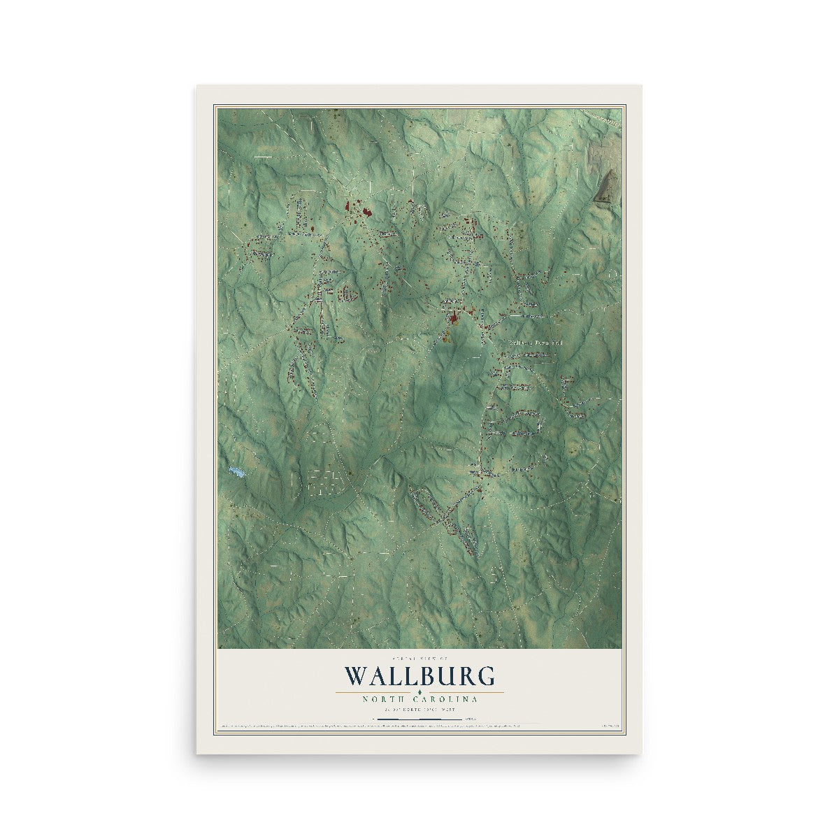 Map of Wallburg, North Carolina, 12 x 18 inch unframed archival matte print