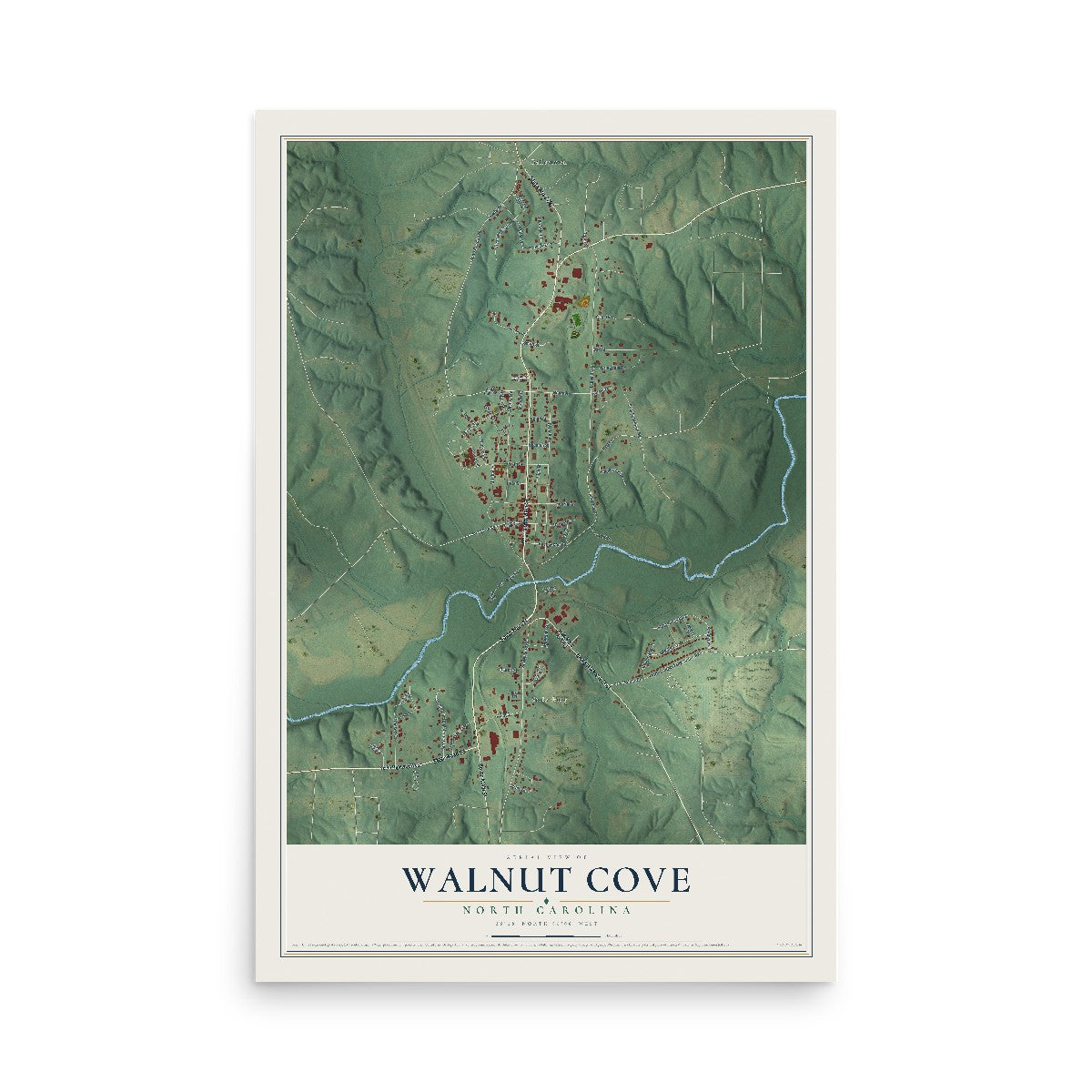 Map of Walnut Cove, North Carolina, 12 x 18 inch unframed archival matte print
