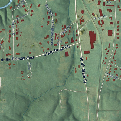Second close-up of the map of Walnut Cove, North Carolina print showing more streets and buildings