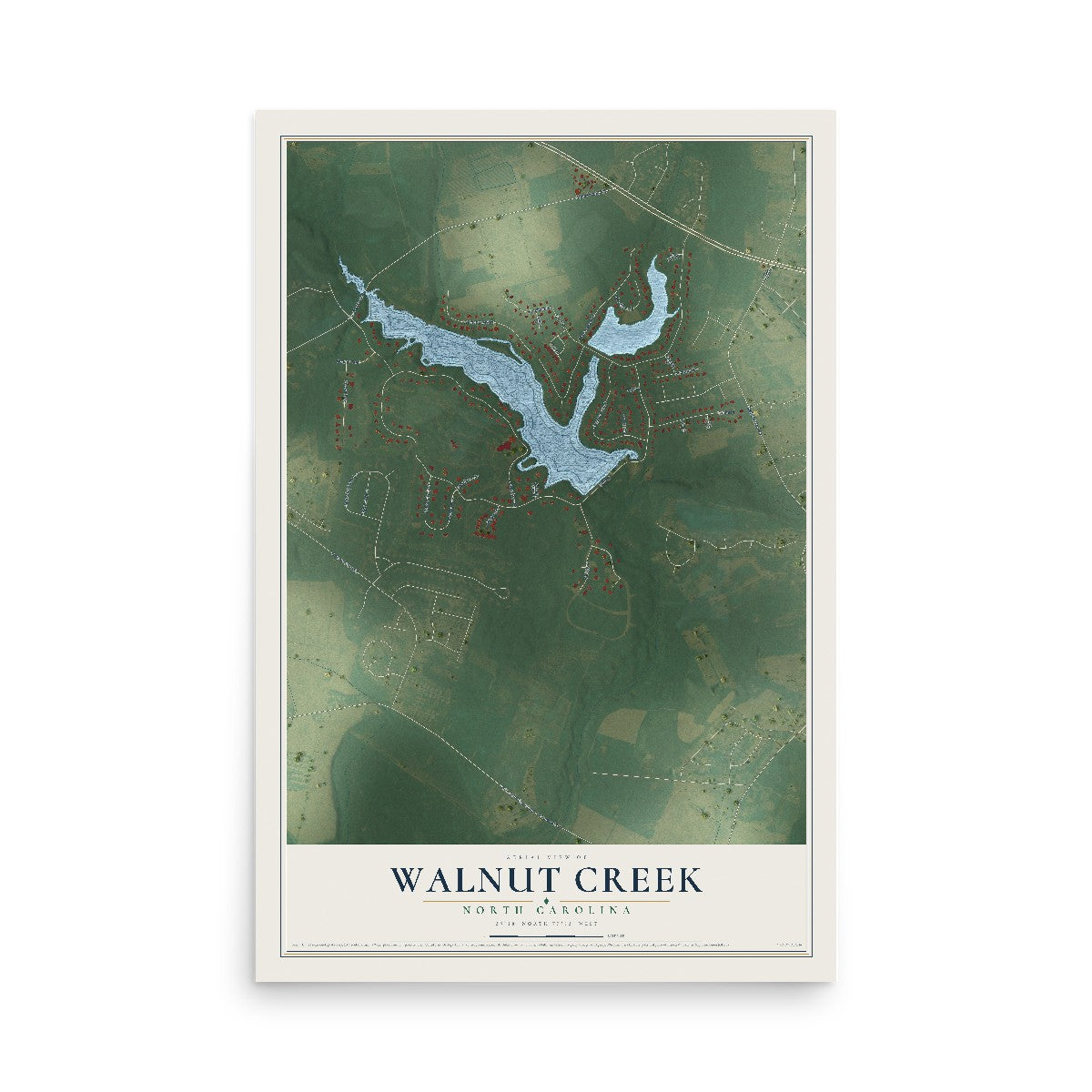 Map of Walnut Creek, North Carolina, 12 x 18 inch unframed archival matte print